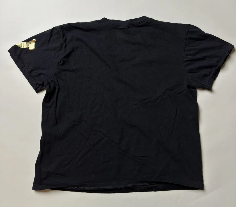 True Religion Shirt Mens Large Black Gold Logo Short Sleeve V Neck Tee Cotton